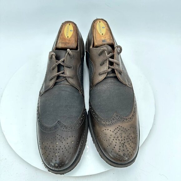 John Varvatos Men Size 9.5M Brown Distressed Leather Brogue Wingtip Derby Shoes